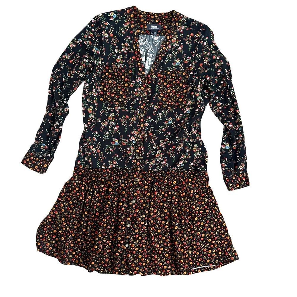 Anthropologie Maeve Floral Button Front Drop Waist Mini Dress Size US 0